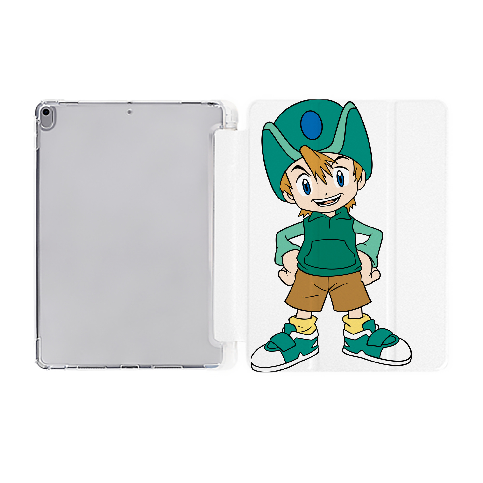 （画像用） Digimon デジタルモンスター/デジモン IPad ケース ペン収納付き 三つ折りスタンド PUレザー×シリコン 対応機種9.5/10.5/10.9インチ